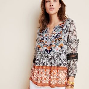 Anthropologie Terri Embroidered Top